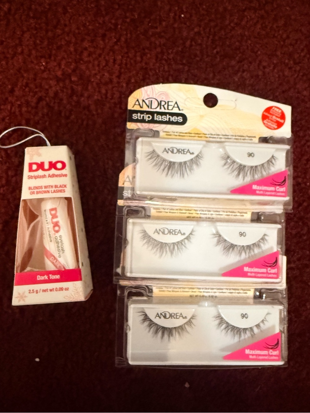 3 packs ANDREA  90 Strip Lashes Trio - Black Faux Mink w/FREE GLUE